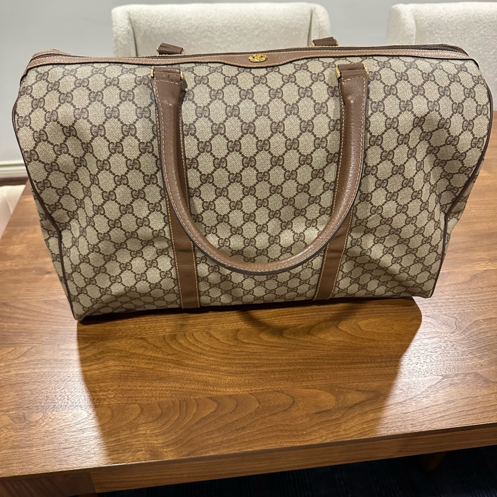 Vintage Gucci Duffle Travel Bag w/ Shoulder Strap